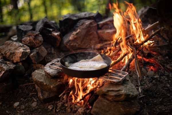 Fish on grill in Expedition pan
